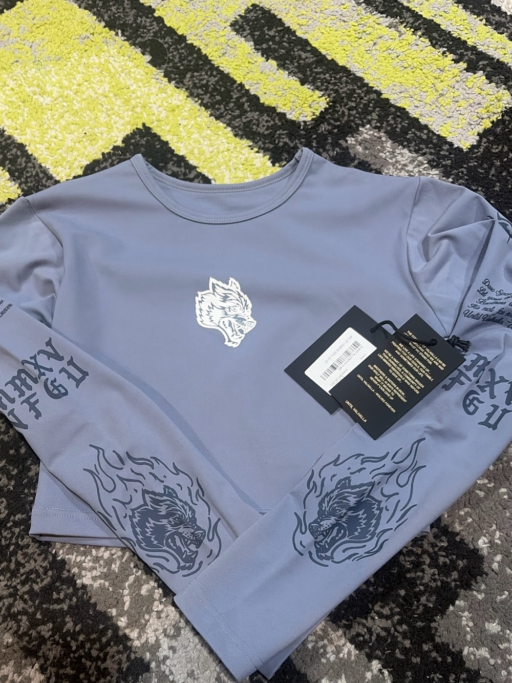Darc Sport Slate Grey Graphic Long-Sleeve Crop Top